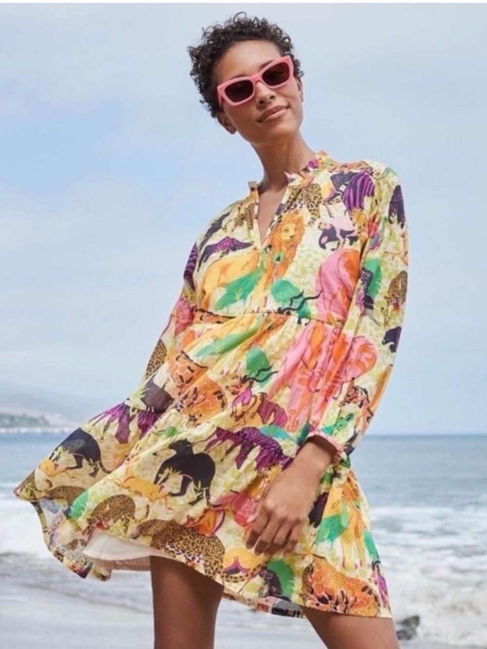 NWT J Crew Tiered Popover Dress in Ratti Safari Print